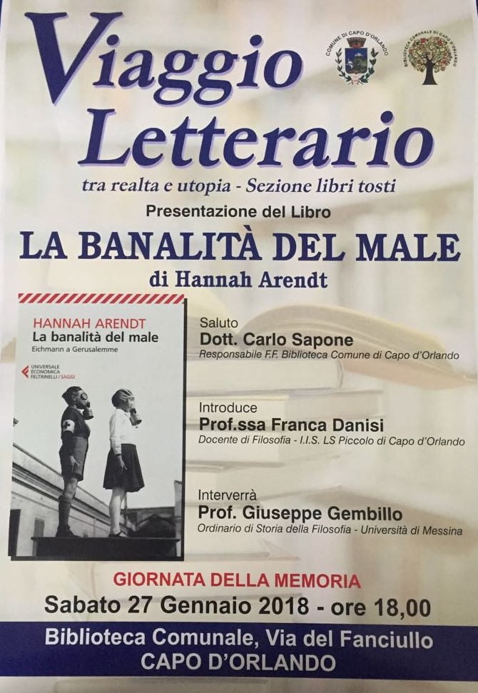 CAPO D’ORLANDO – Il “Giorno della memoria”: sabato doppio appuntamento in biblioteca