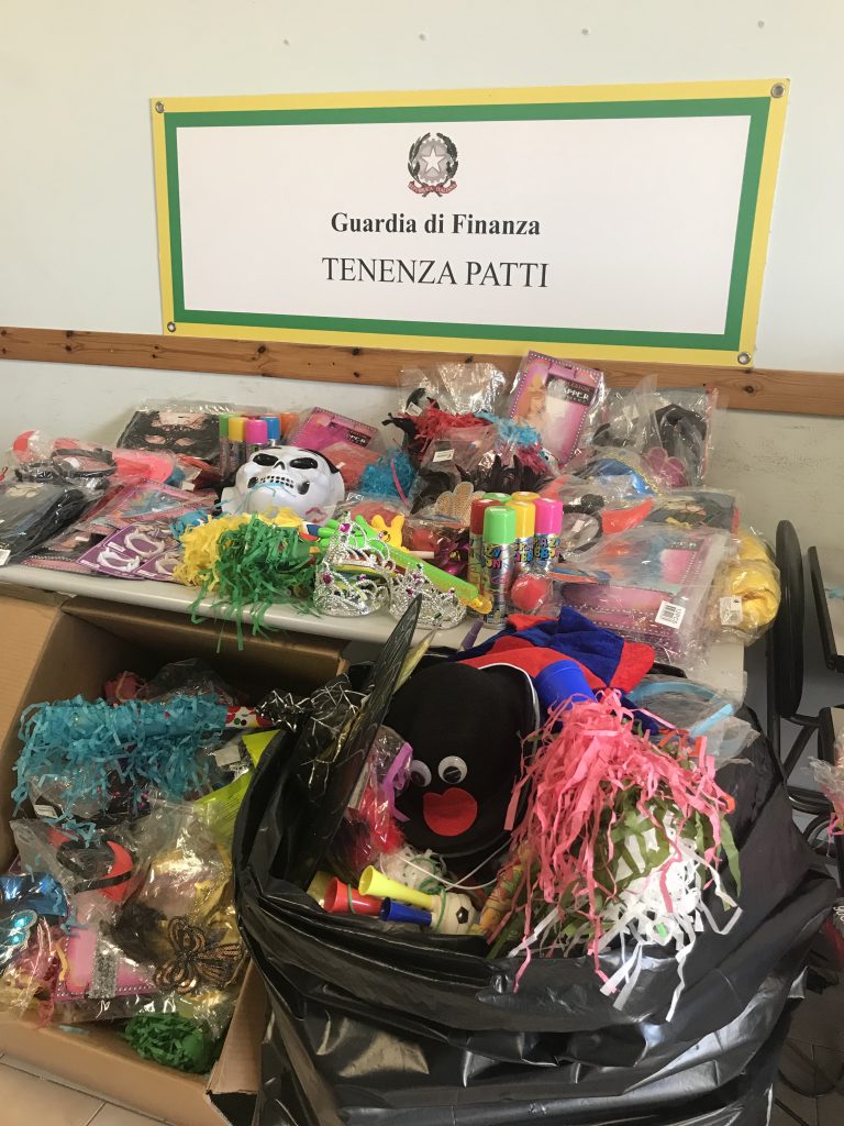 PATTI – Sequestrati oltre 1.200 prodotti carnevaleschi non sicuri