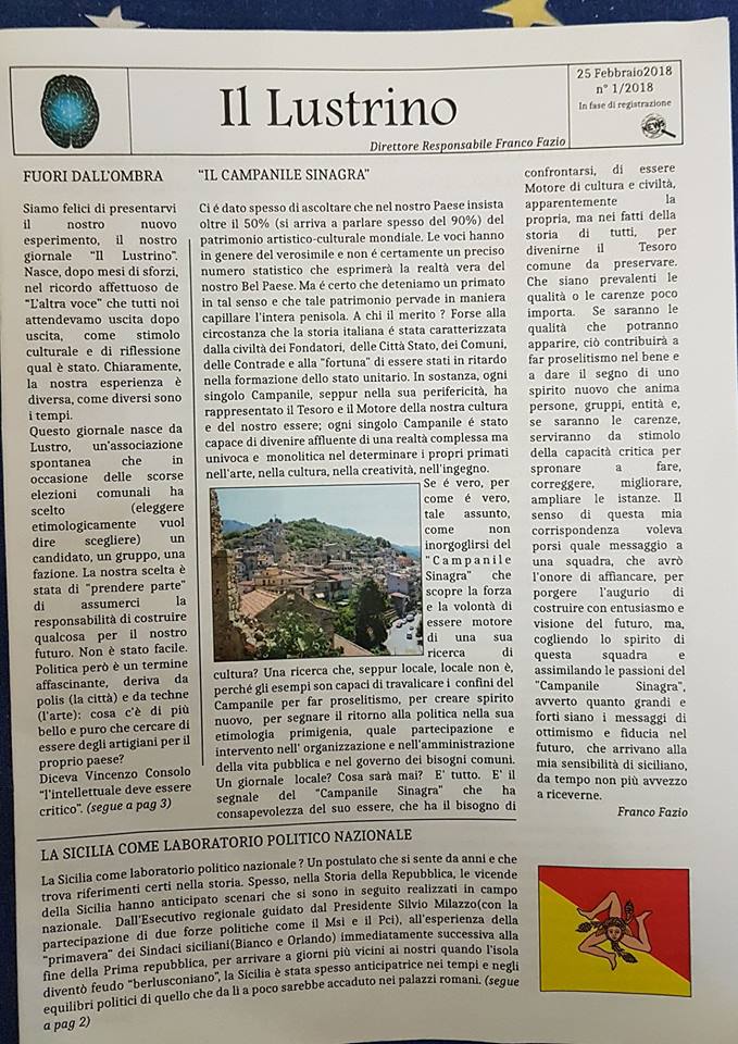 VOCI PER INFORMARE – A Sinagra da oggi c’è “il Lustrino”