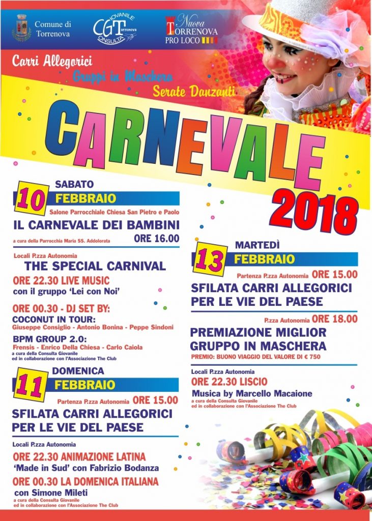 CARNEVALE – Feste in maschera, sfilate e tanto altro: il Carnevale a Torrenova