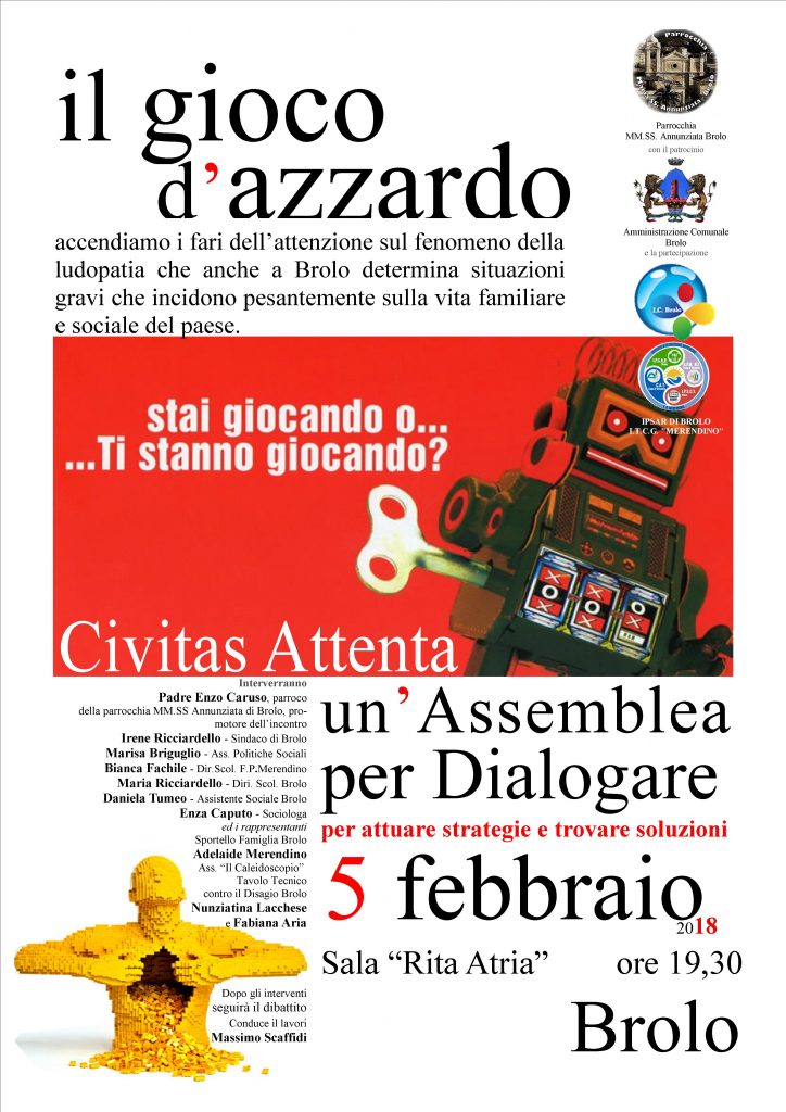 LUDOPATIA PROBLEMA SOCIALE – Se ne parlerà a Brolo lunedì prossimo alla Multimediale