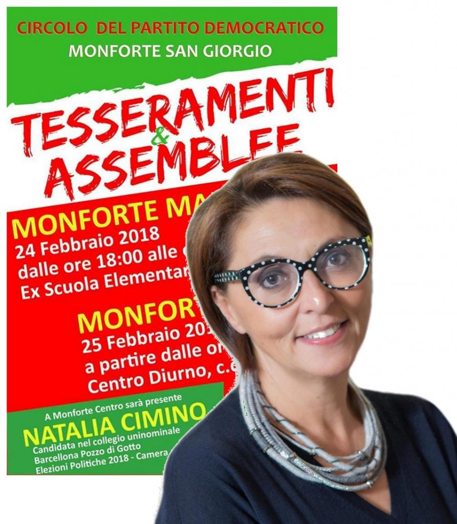 NATALIA CIMINO – Tra Monforte San Giorgio e Capo d’Orlando per ribadire come la sua, è una candidatura per e con il territorio