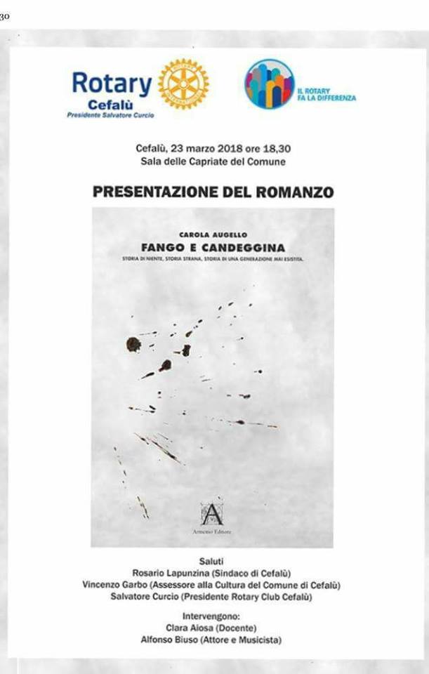 “FANGO E CANDEGGINA” – Carola Augello presenta oggi il suo libro a Cefalù. L’autrice sarà a Brolo il 23 aprile