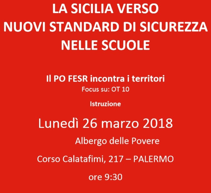 FONDI EUROPEI – Lunedì a Palermo incontro territoriale del Po Fesr Sicilia su istruzione ed edilizia scolastica
