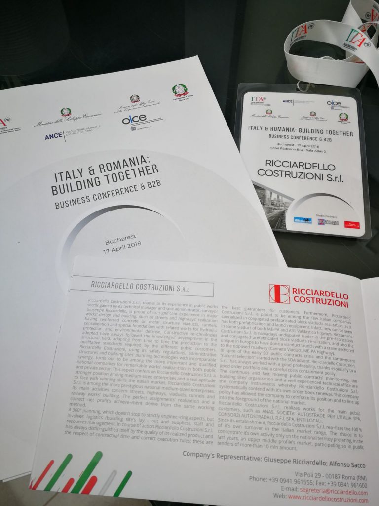 “ITALY & ROMANIA – BUILDING TOGETHER”- A Bucarest, Giuseppe Ricciardello, rappresenatando l’Ance rilancia il ruolo di primo piano del comparto edile italiano