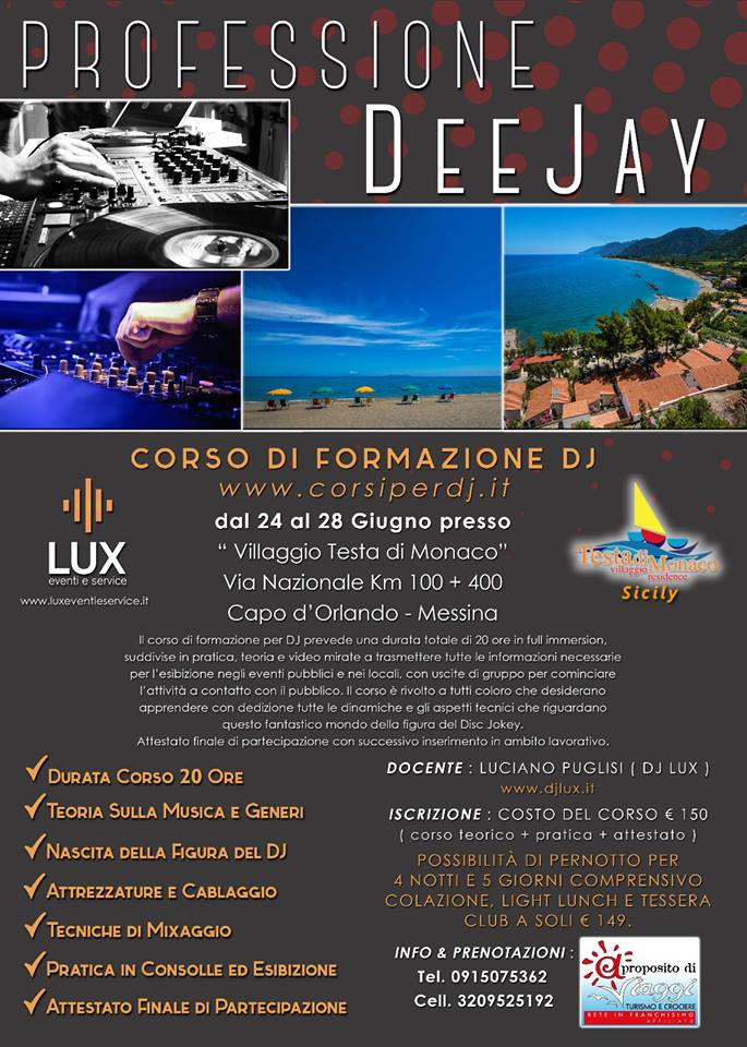 OPPORTUNITA’ – Professione Dj. Il corso a Testa di Monaco