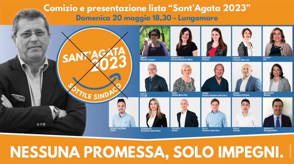 SOTTILE SINDACO – Il 20 sul lungomare sant’agatese si Presenta