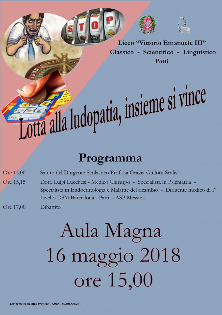 PATTI – Liceo Vittorio Emanuele III: “Lotta alla Ludopatia, Insieme si vince”