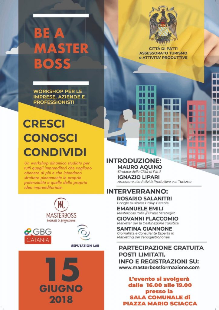 BE A MASTERBOSS -Il 15 giugno, a Patti, Workshop per incrementare i risultati per la tua azienda