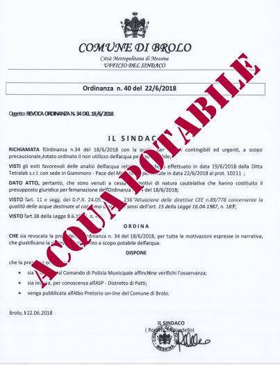 BROLO – L’acqua è potabile!