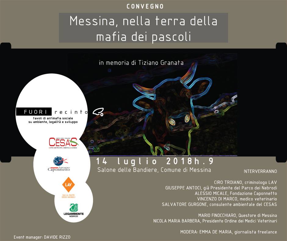 TIZIANO GRANATA – Oggi il convegno “Messina, nella terra della mafia dei pascoli” in sua memoria