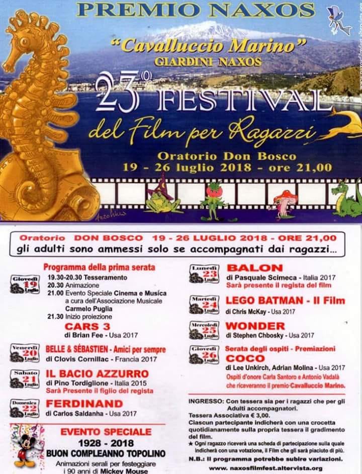 “CARS 3” – La proiezione del film di animazione inaugurata la 23esima edizione del Festival del Film per Ragazzi di Giardini Naxos 