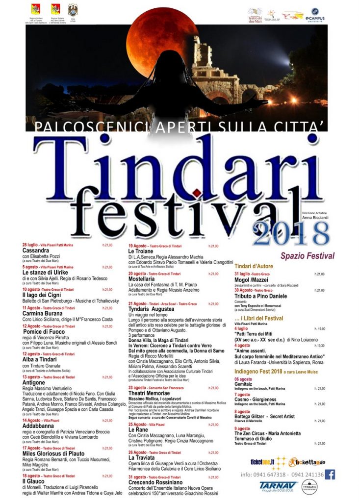 FESTIVAL DI QUALITA’ – Il programma dettagliato del Tindari 2018