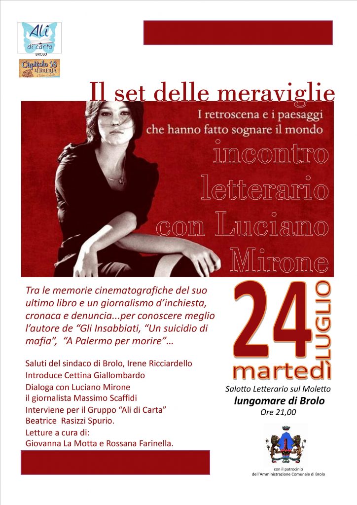 DOMANI A BROLO… – Luciano Mirone presenta “Il set delle meraviglie. I film celebri girati in Sicilia”
