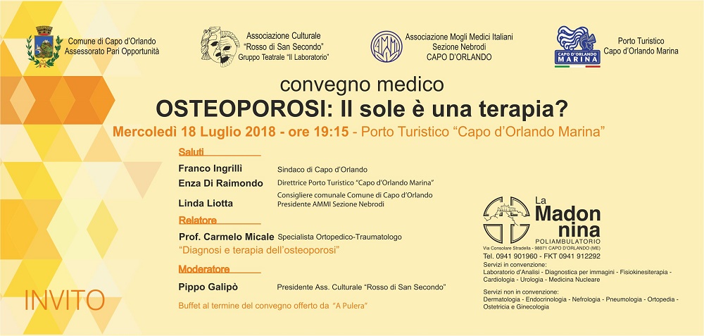 CAPO D’ORLANDO – Osteoporosi, domani convegno al Porto