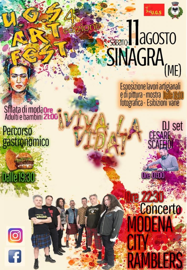 SINAGRA – Modena City Rambles sul lungofiume. Al via la 4° edizione di U.G.S Art Fest