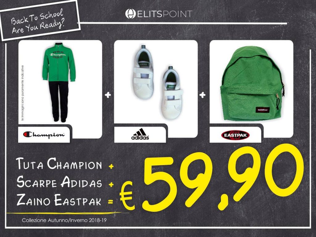 BACK TO SCHOOL – Da Elits sino al 31 agosto tuta, scarpe e zaino a 59,90
