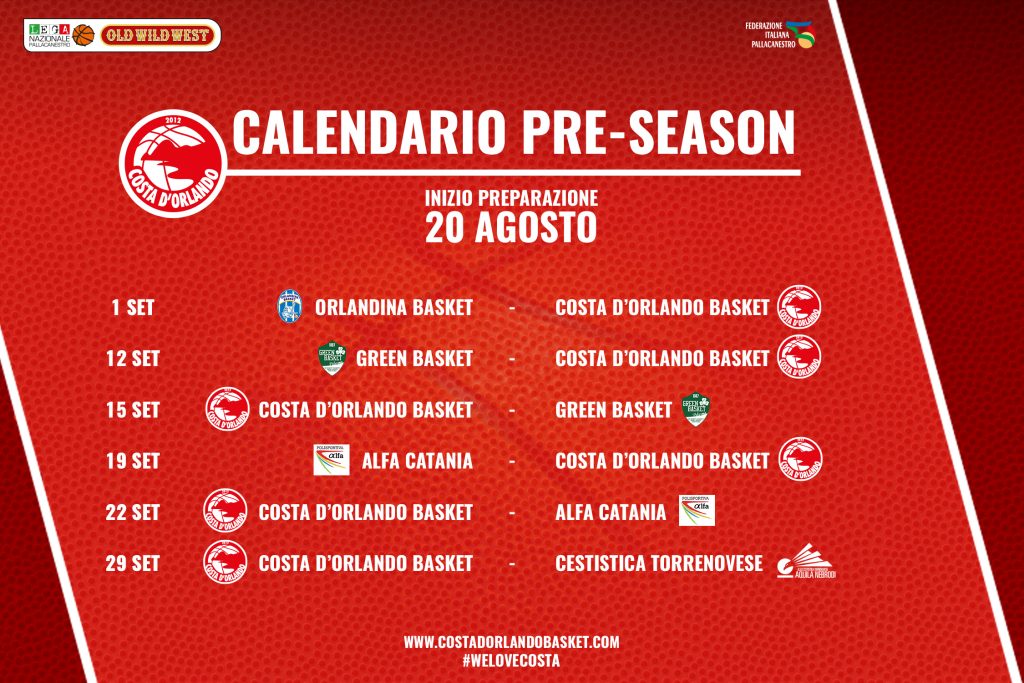 IRRITEC COSTA D’ORLANDO – Definito il calendario della pre-season
