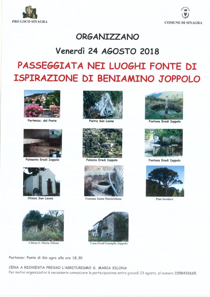 SINAGRA – Passeggiata  nei luoghi fonte di ispirazione di Beniamino Joppolo