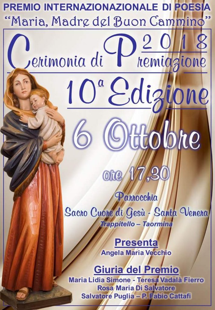 POESIA – Premio Internazionale  “Maria, Madre del Buon Cammino” sabato la premiazione