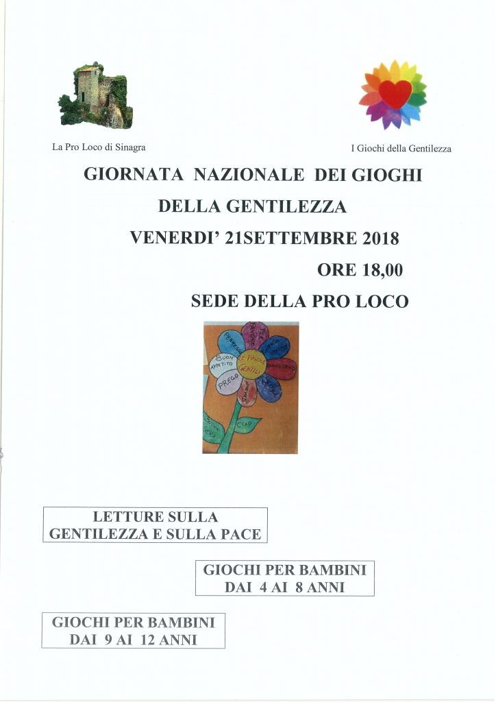 SINAGRA – Giornata nazionale dei giochi della gentilezza