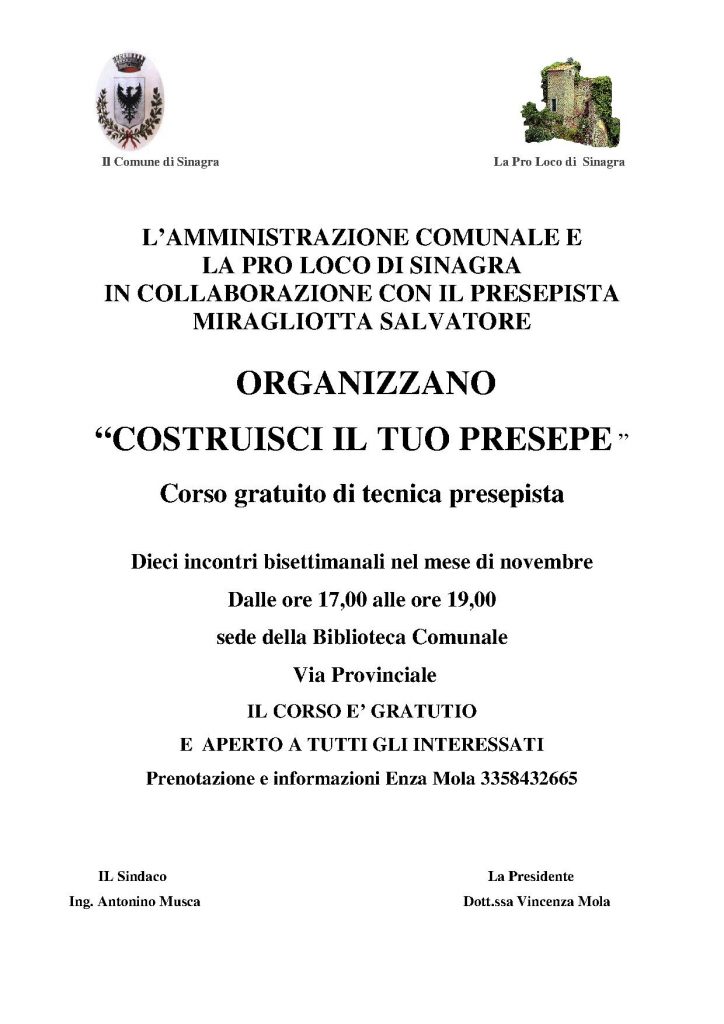 SINAGRA – Corso “Costruisci il tuo presepe”