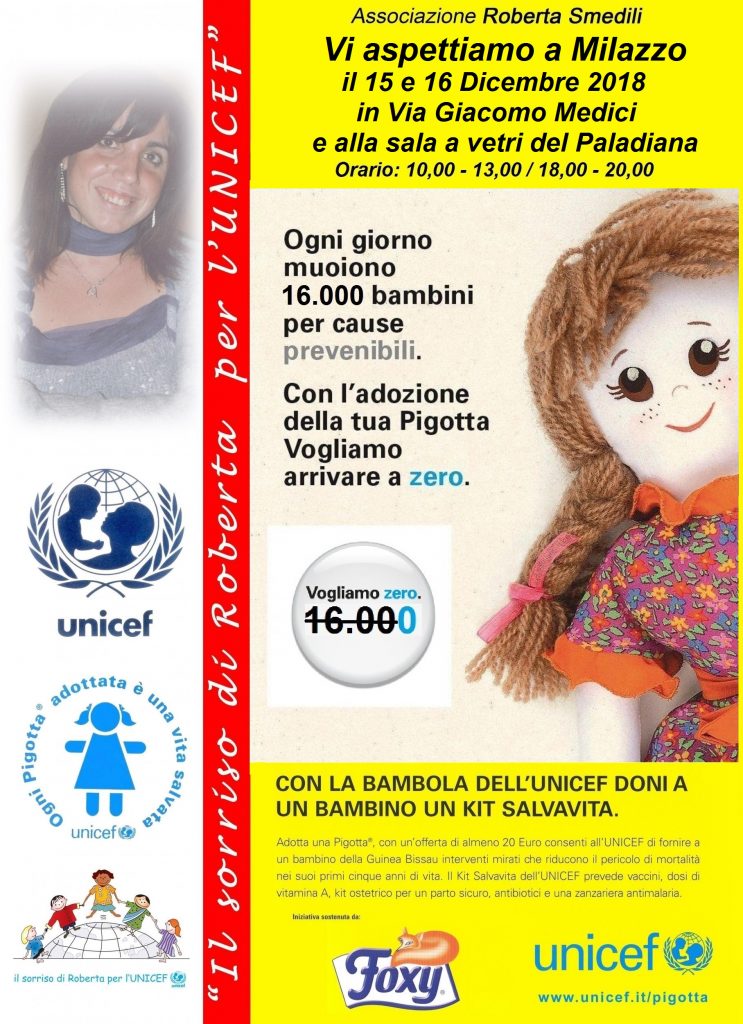 MILAZZO – Associazione Roberta Smedili e UNICEF in piazza: Obiettivo mortalità zero