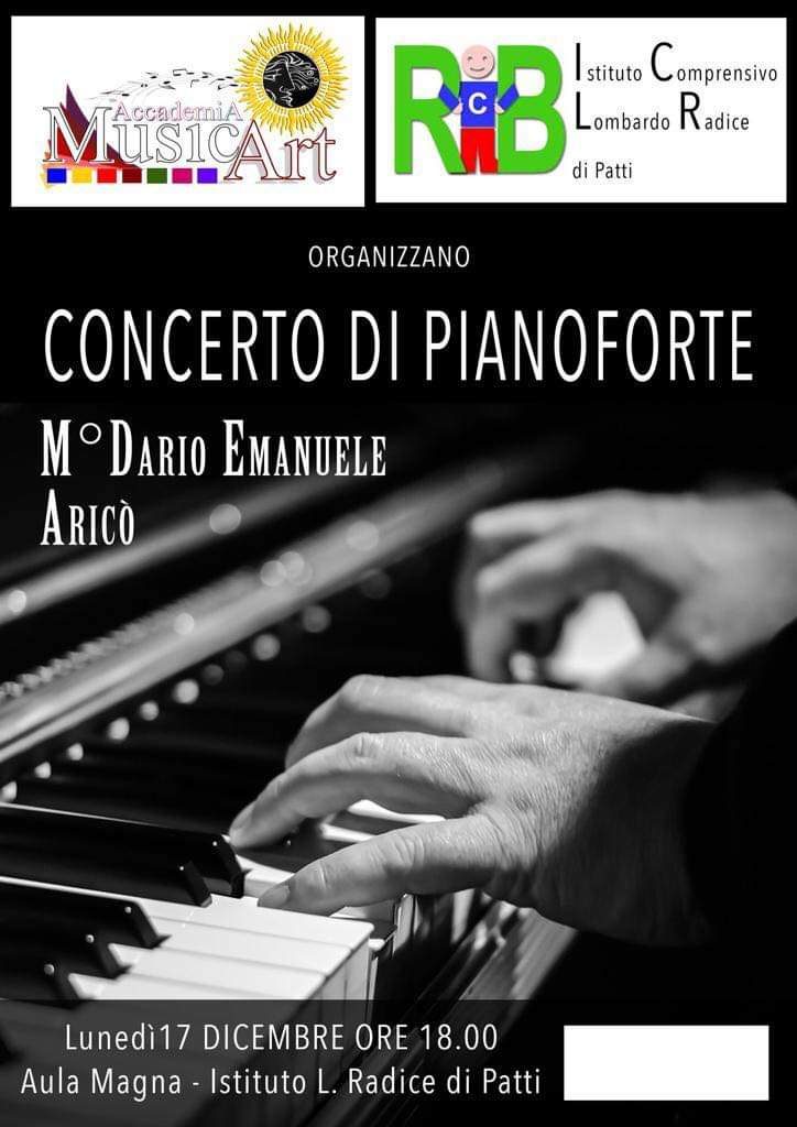 CONCERTO PER PIANOFORTE – Domani a Patti quello del Maestro Dario Emanuele Aricò