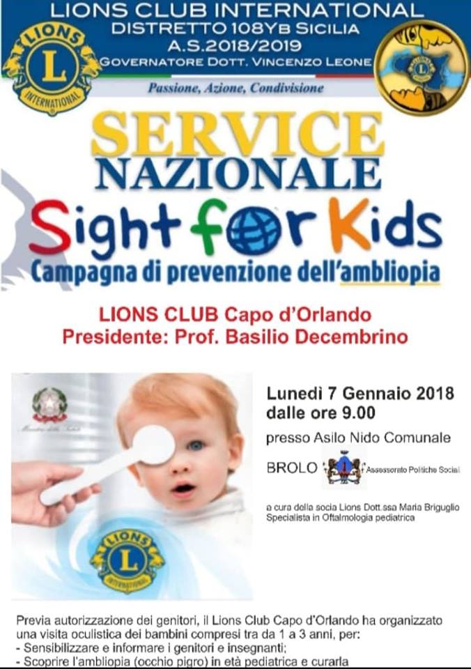 BROLO CHE PREVIENE – Il 7 gennaio campagna di prevenzione dell”ambliopia all’Asilo Nido Comunale