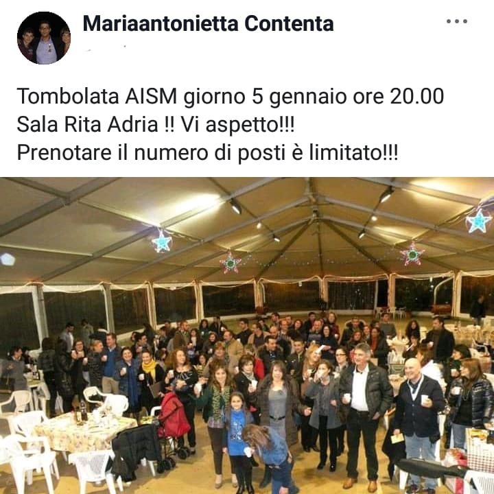 BROLO – La Tombolata dell’Aism, sabato 5 gennaio, alla sala “Rita Atria”