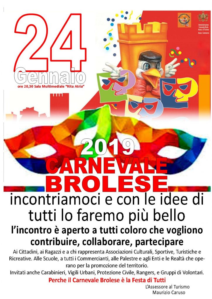 CARNEVALE BROLESE – Giovedì 24 gennaio un grande incontro per “farlo più bello”