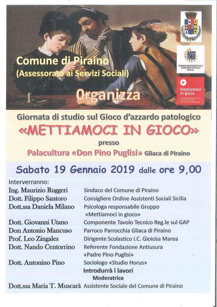 A PIRAINO – Giornata di studio sul gioco d’azzardo patologico “Mettiamoci in gioco”