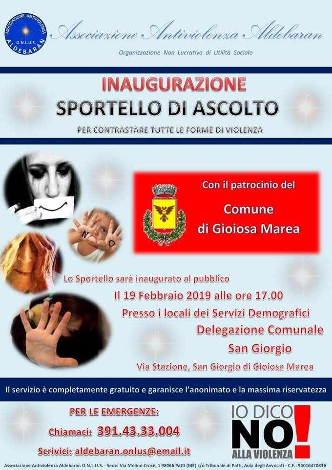 OGGI A SAN GIORGIO – Si apre lo sportello antiviolenza