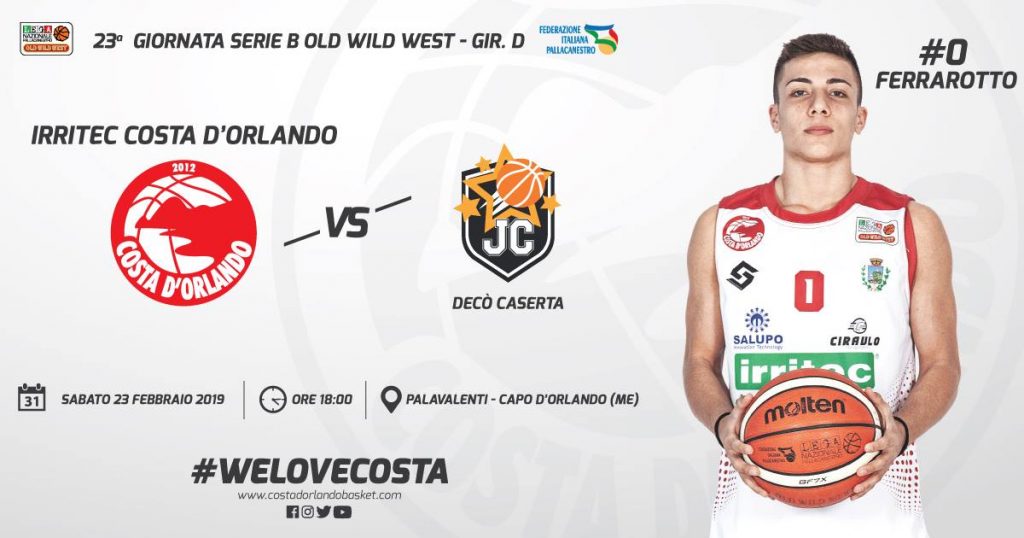 IRRITEC COSTA D’ORLANDO – Decò Caserta, sabato al PalaValenti