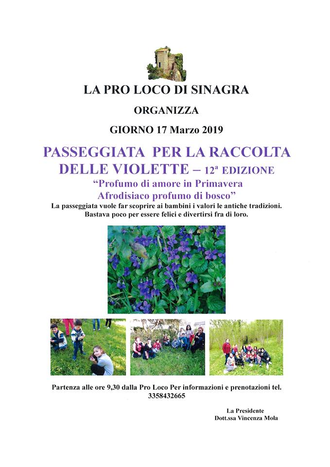 SINAGRA – Il 17 marzo la 12° passeggiata dedicata alla raccolta delle violette