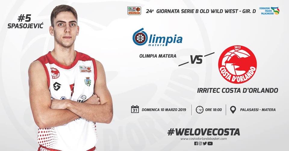 IRRITEC COSTA D’ORLANDO – Dopo la pausa di coppa la Costa torna sul campo del Matera