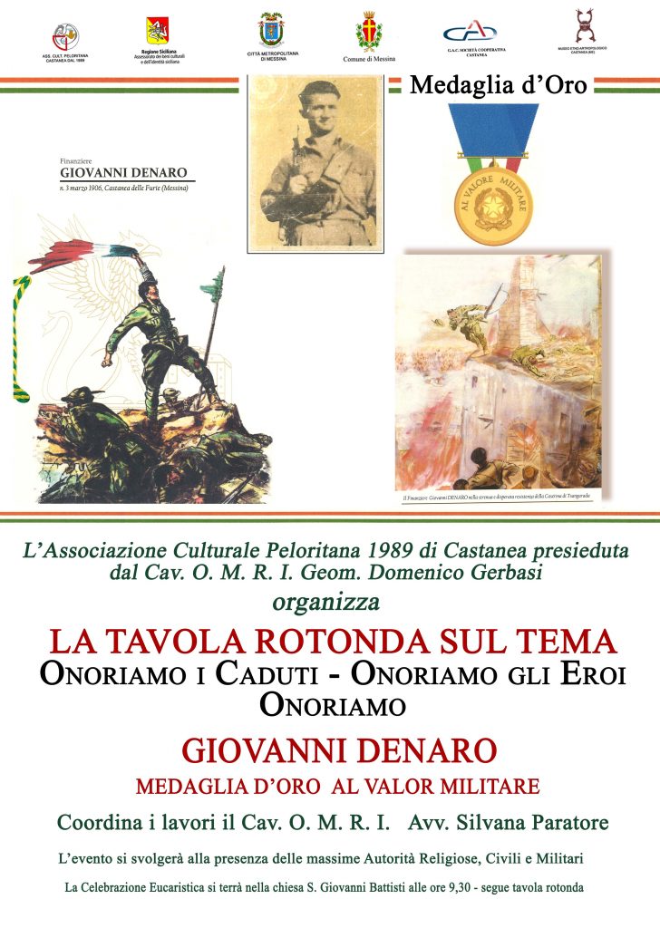 ONORE AI CADUTI – A Castanea delle Furie una tavola rotonda dedicata a Giovanni Denaro