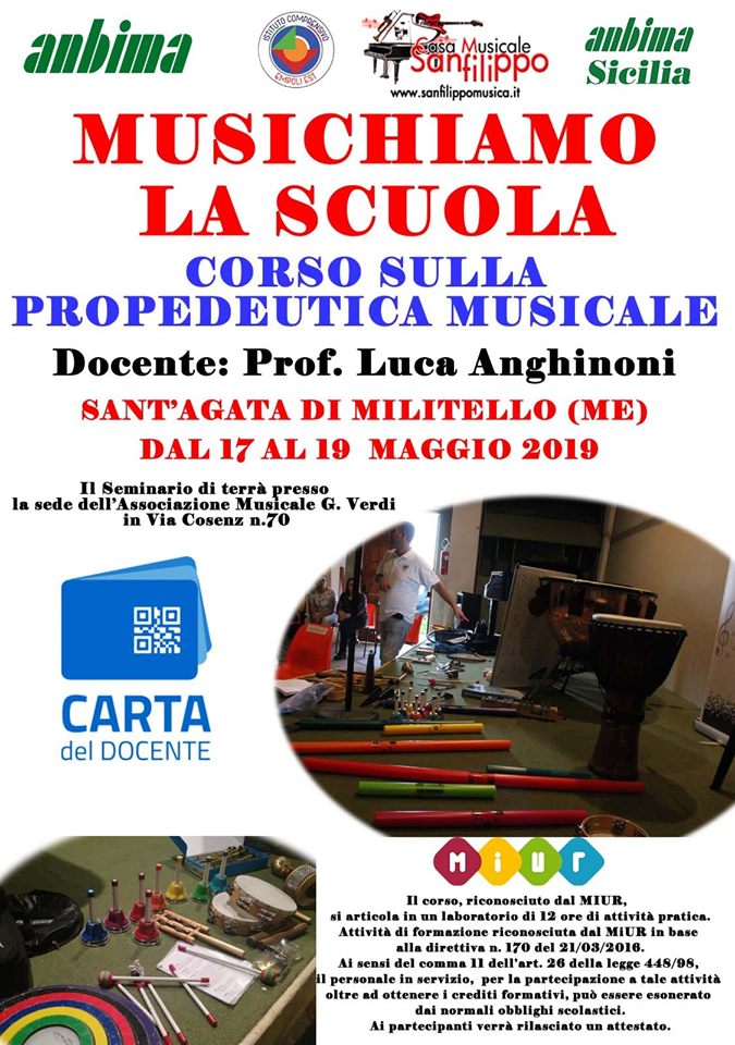 MUSICHIAMO LA SCUOLA – A Sant’Agata M.llo il Laboratorio di didattica musicale creativa voluto da Anbima nazionale e curato dal Maestro Luca Anghinoni