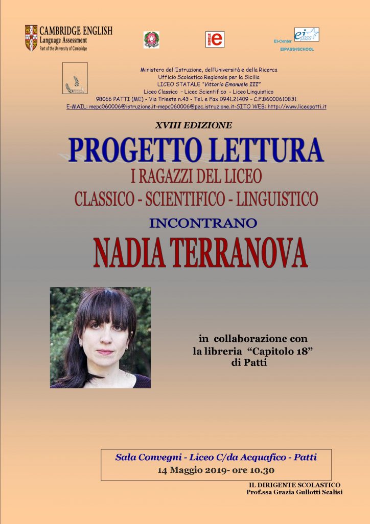 PATTI – Il Liceo Vittorio Emanuele III incontra la scrittrice Nadia Terranova