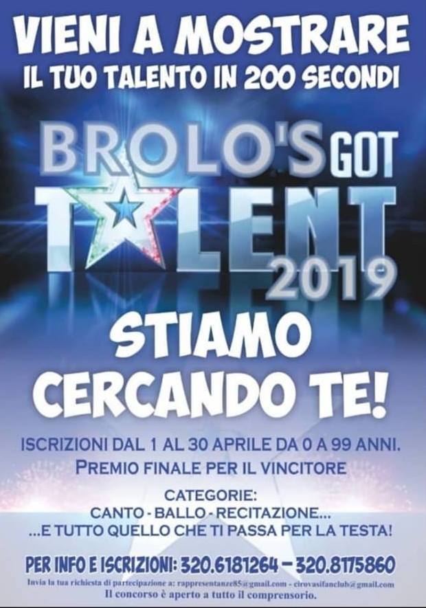 BROLO’S GOT TALENT – Il 25 maggio al palatenda