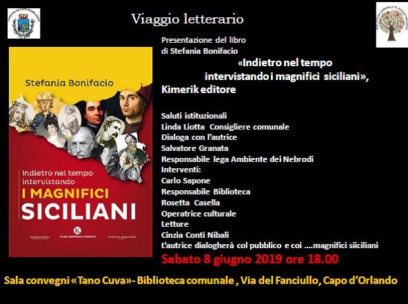 CAPO D’ORLANDO – “Indietro nel tempo – Intervistando i magnifici siciliani” domani la presentazione in biblioteca