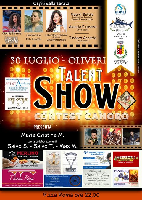 OLIVERI – 30 luglio il contest canoro ‘Talent Show’