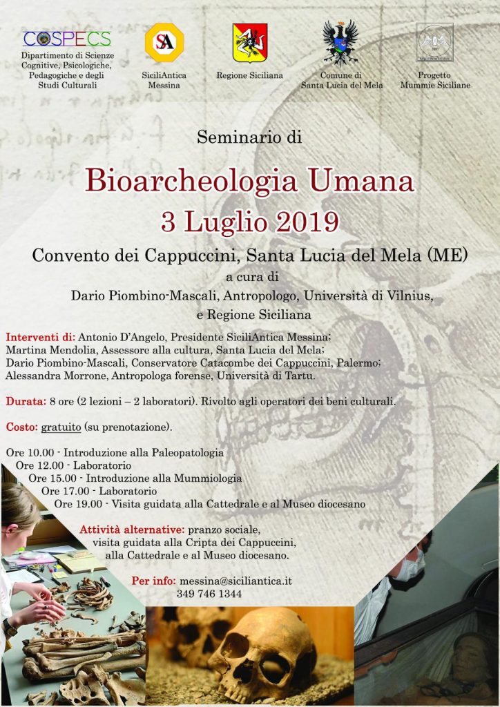 SANTA LUCIA DEL MELA – SiciliAntica organizza il primo Seminario di Bioarcheologia Umana