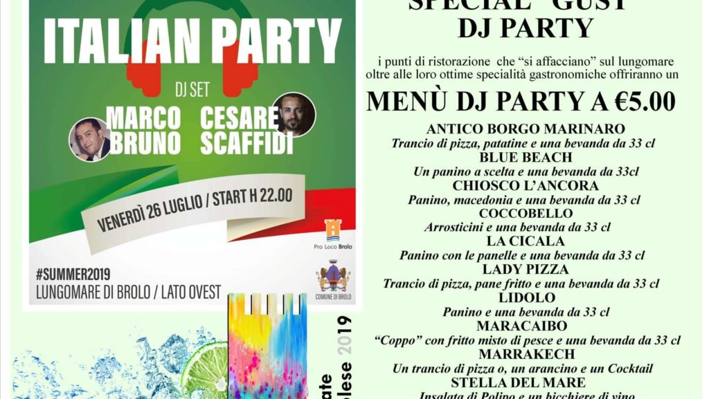 BROLO – Lo Street food diventa, sul lungomare, Street “Gust” venerdì in occasione della “Serata Italiana”