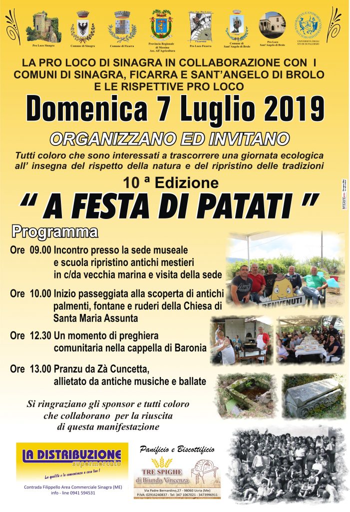 SINAGRA – Domenica la decima edizione “A festa di patati”