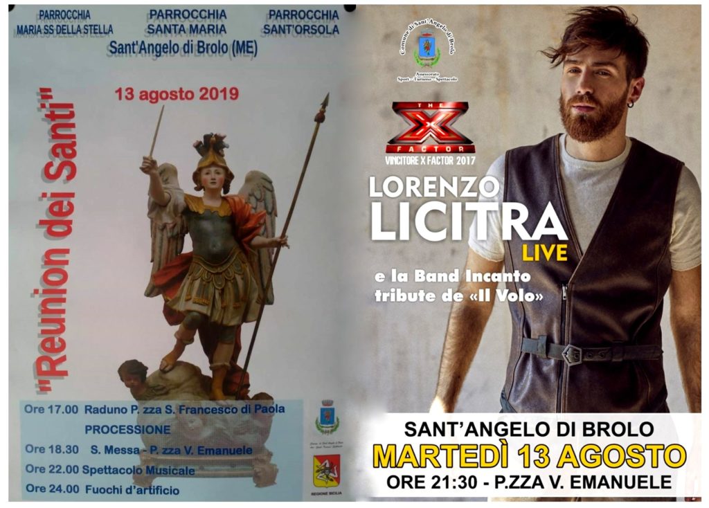 DOMANI A SANT’ANGELO DI BROLO – La Reunion dei Santi e Lorenzo Licitra