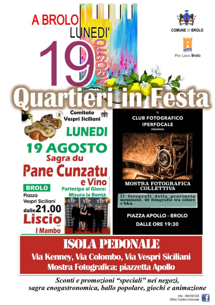 FARE QUESTA SERA A BROLO – “‘U pani cunsatu” in piazza Vespri Siciliana… ed ancora