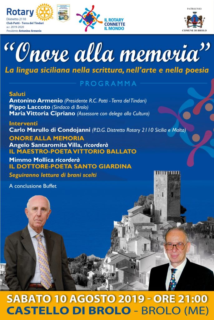 VITTORIO & SANTO – Il Rotary Club di Patti dedica una serata in “onore della memoria” dei due grandi poeti locali