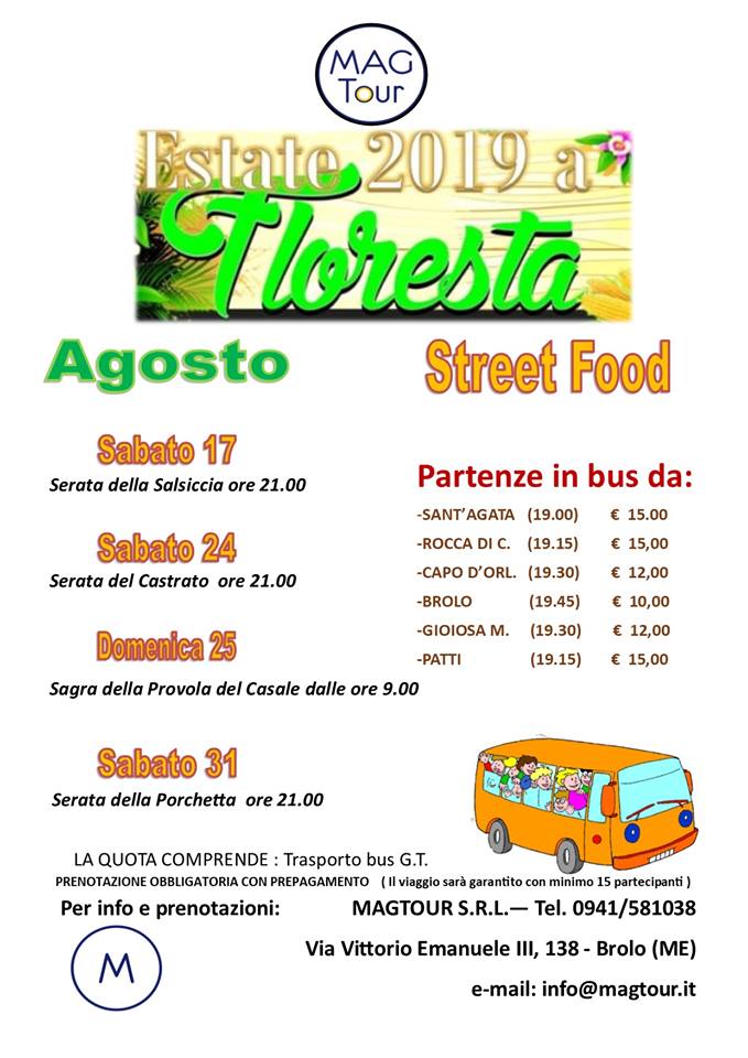 STREET FOOD DEI NEBRODI – A Floresta comodamente in bus con i servizi della Mag Tour