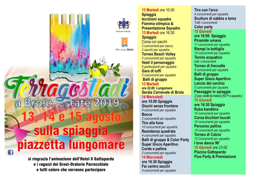 FERRAGOSTIADI – A Brolo “scattano” il 13 agosto. Tre giorni di festa sulla spiaggia e c’è anche il Carnevale Estivo